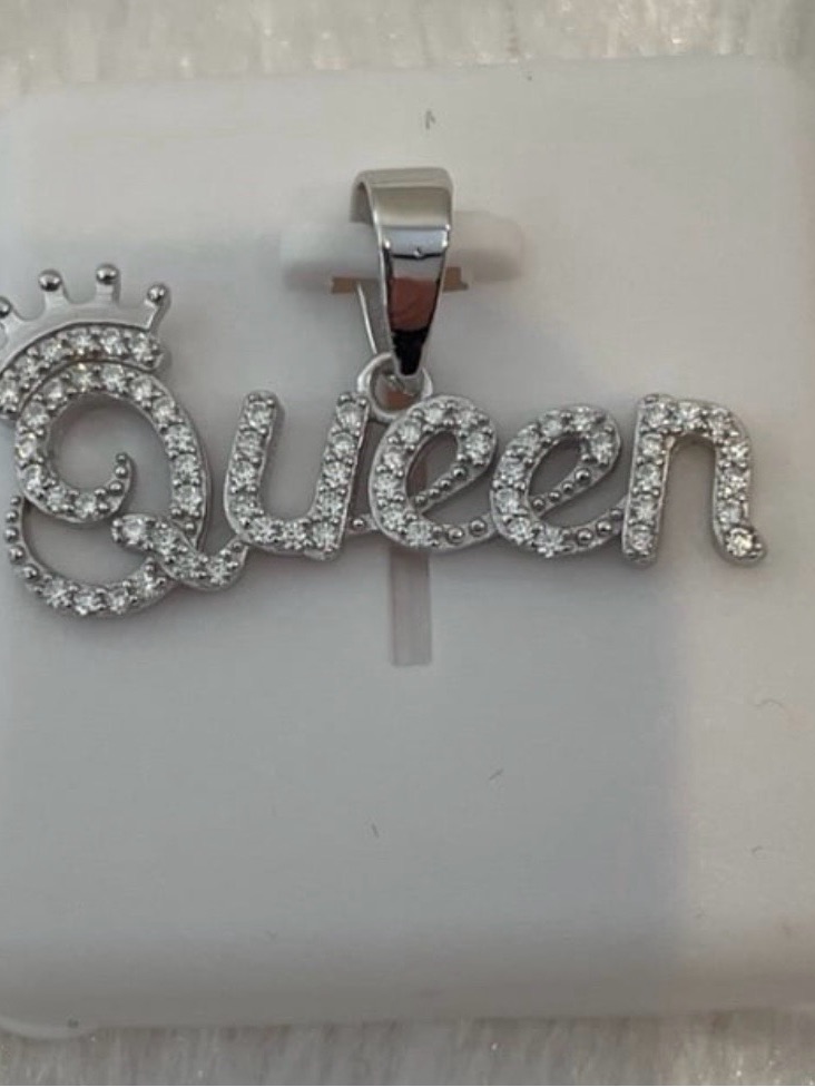 Rhodium Plated Over 925 Silver Queen Pendant 1.00ctw Moissanite